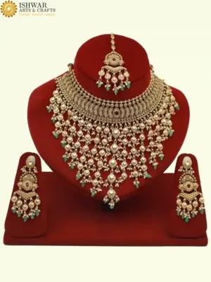 Designer Heavy Necklace Set with Bead Hangings for Women, Ishwar Arts and Crafts