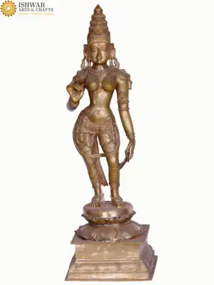 Goddess Uma (Parvati) Sivagami Bronze Statue, Ishwar Arts and Crafts