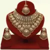 Heavy Embellished Carving Bridal Necklace Set with Earrings and Maangtika, Ishwar Arts and Crafts