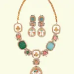 Victorian-inspired long necklace with matching earrings, Ishwar Arts and Crafts