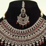 Stunning red and white stone-studded bridal necklace set, Ishwar Arts and Crafts