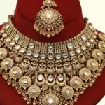 Heavy Embellished Carving Bridal Necklace Set with Earrings and Maangtika, Ishwar Arts and Crafts