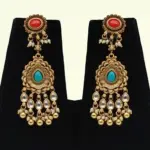 Designer Multicolour Stone Bridal Necklace Set with Hanging Beads, Earrings and Maangtika, Ishwar Arts and Crafts