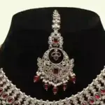 Stunning red and white stone-studded bridal necklace set, Ishwar Arts and Crafts