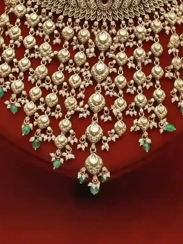 Designer Heavy Necklace Set with Bead Hangings for Women, Ishwar Arts and Crafts