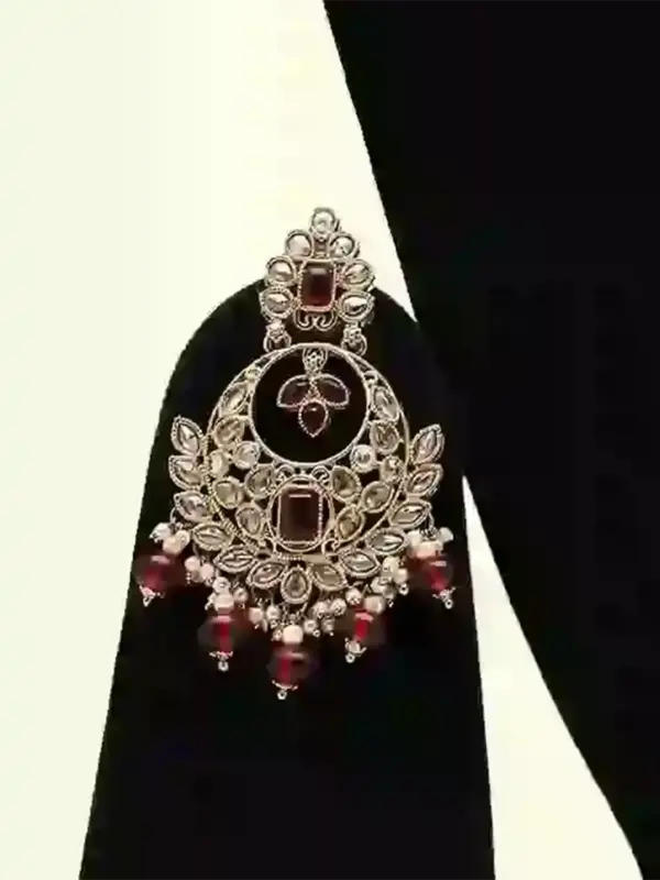 Stunning red and white stone-studded bridal necklace set, Ishwar Arts and Crafts