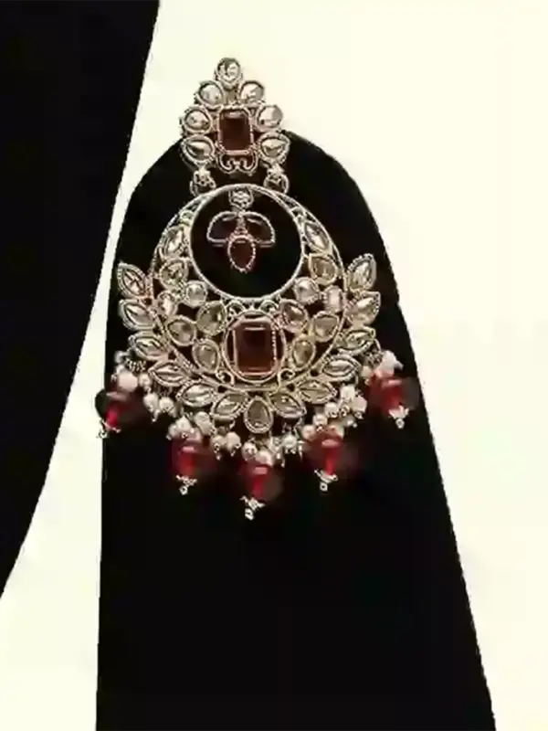 Stunning red and white stone-studded bridal necklace set, Ishwar Arts and Crafts