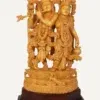 31" Lord Krishna Playing Flute with Devi Radha Statue in White Wood | Handmade in India