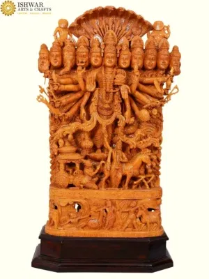 42" Large Superfine Cosmic Form of Lord Krishna (Vishwarupam from The Bhagavad Gita) | White Wood Statue | Handmade 