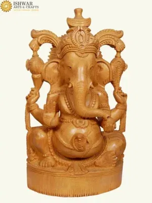 13" White Woode Lord Ganesha Idol