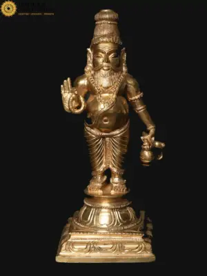 9" The Great Siddha Guru Agastya Muni Bronze Statue | Handmade, Ishwar Arts and Crafts