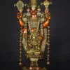 34" Large Shri Tirupati Balaji (Venkateshwara) with Devi Lakshmi Brown and Gold Coloured Brass Statue, Ishwar Arts and Crafts