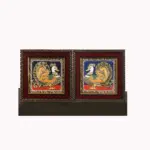 Pair of Peacock (Annam) Tanjore Painting with Frame, Handmade, Ishwar Arts and Crafts