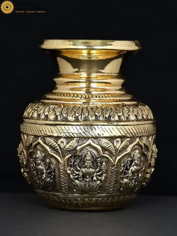 Ashtalakshmi Kalash in Superfine Brass | Made in India, Ishwar Arts and Crafts