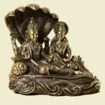 5" Lakshmi Narayan Superfine Brass Statue Seated on Sheshnaga | Handmade in India, Ishwar Arts and Crafts