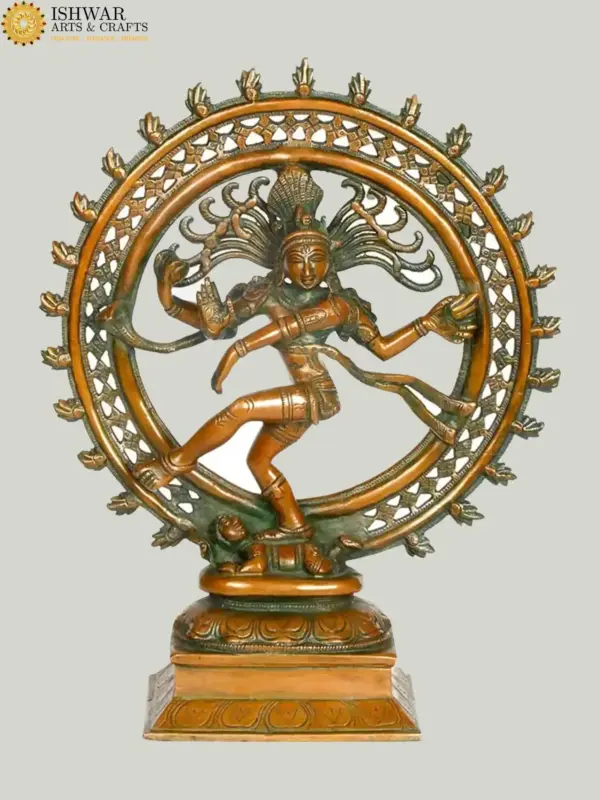 14" Nataraja In Brass - Chola Colour | Handmade | Made In India, Ishwar Arts and Crafts