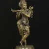 6" Small Lord Krishna Superfine Brass Statue With Flute, Ishwar Arts and Crafts