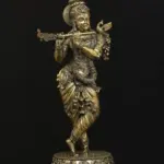 6" Small Lord Krishna Superfine Brass Statue With Flute, Ishwar Arts and Crafts