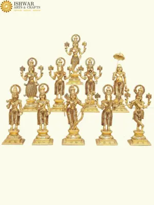 12" Dashavtara of Lord Vishnu | Set of Ten | Brass Statues, Ishwar Arts and Crafts
