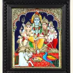 Lord Shiva Family Tanjore Painting with Frame, Ishwar Arts and Crafts