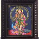 Standing Lord Murugan (kartikeya) Tanjore Painting with Frame, Ishwar Arts and Crafts