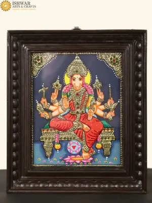 Eight Armed Goddess Varahi Tanjore Painting with Frame, Ishwar Arts and Crafts