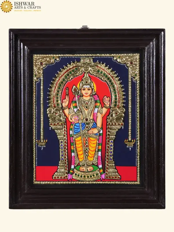 Lord Kartikey (Murugan) Tanjore Painting with frame, Ishwar Arts and Crafts
