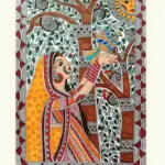 Lady With Bird Madhubani Painting | Alcohol Markers And Fineliners On Paper | Handmade