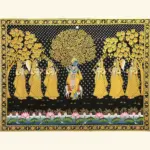 Bhagwan Krishna With Gopi's Pichhwai Painting | Natural Color On Cloth | Handmade, Ishwar Arts and Crafts