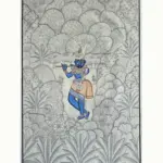 Lord Shrinathji With Flute | Pichhwai Art | Watercolor On Cotton, Ishwar Arts and Crafts