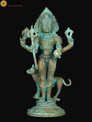 5" Small Kaal Bhairava Bronze Statue | Made in India