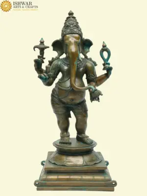 24" Standing Four Armed Lord Ganesha Bronze Statue?| Made in India