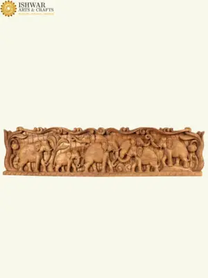 49" Large Wooden Elephants Wall Panel | Made in India