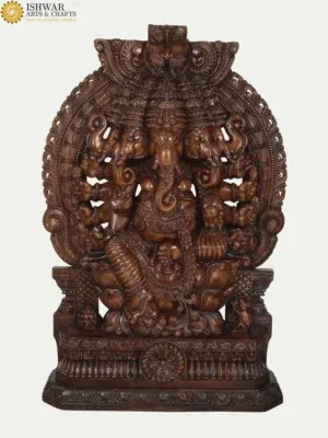 Large Masterpiece Panchamukhi Lord Ganesha - An Imposing Chhavi | Handmade