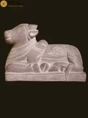 Nandi Stone Statue (Crafted in Mahabalipuram) - The Vehicle of Lord Shiva | Handmade