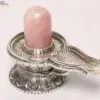 5" Small Rose Quartz Shivalinga Statue | Handmade