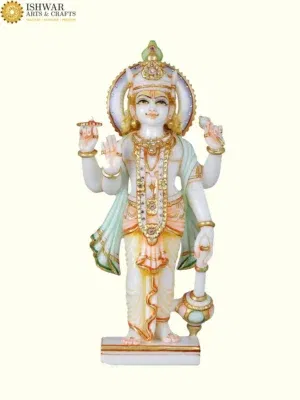 Chaturbhuja Lord Vishnu in Vietnam Marble | Handmade in India