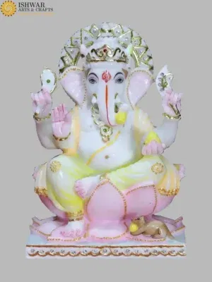 10" Lord Ganapati as Vighnaharta | Handmade Marble Statue