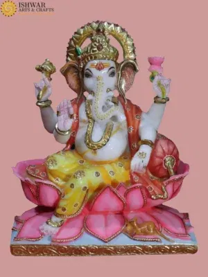 10" Blessing Lord Ganesha With Gold Ornaments 