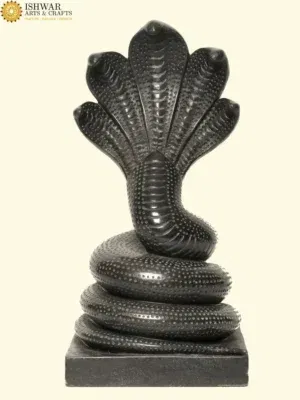 14" Superfine Quality Black Marble Sheshnag Statue | Handmade in India