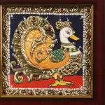 Pair of Peacock (Annam) Tanjore Painting with Frame, Handmade, Ishwar Arts and Crafts