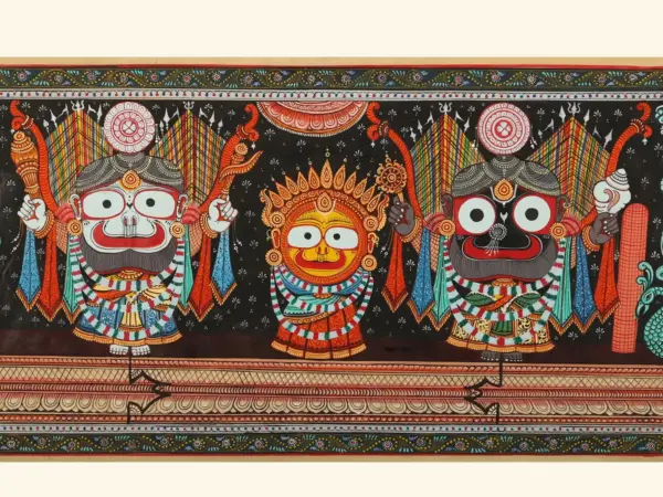 Shri Jagannatha in Nagarjuna Vesha Pattachitra Painting | Natural Colors Painting on Tussar Silk, Ishwar Arts and Crafts