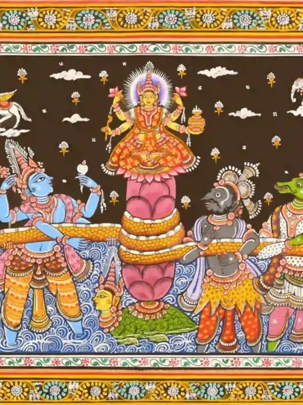 Samundra manthan (Churning the Ocean) Pattachitra Painting, Ishwar Arts and Crafts