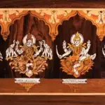 31" Divine Ashta Lakshmi | Natural Color On Wood Panel With Inlay Work , Ishwar Arts and Crafts