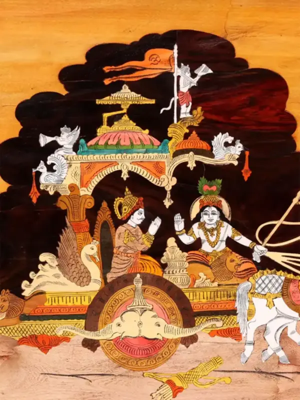 Gita Updesham | Wood Panel with Inlay Work | Handmade in India, Ishwar Arts and Crafts