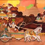 48" Gita Updesham Wooden Panel For Wall | Natural Color On 3D Wood Painting With Inlay Work | Handmade, Ishwar Arts and Crafts