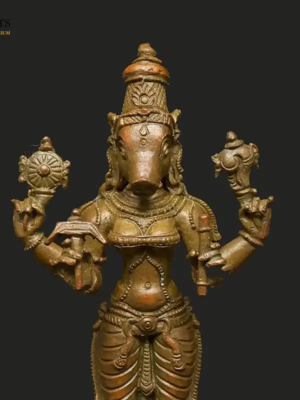 5" Standing Goddess Varahi | Panchaloha Bronze Statue from Tamil Nadu | Madhuchista Vidhana (Lost-Wax), Ishwar Arts and Crafts