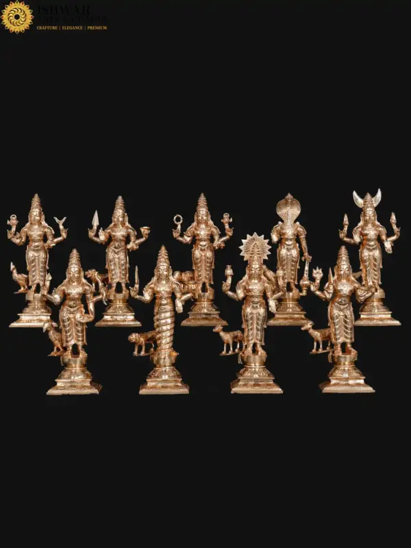 Navagraha With Vahana Set | Bronze Statue | Handmade In India, Ishwar Arts and Crafts