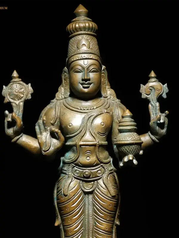 12" Lord Dhanvantari Bronze Statue | Handmade in India | South Indian Style Statue, Ishwar Arts and Crafts