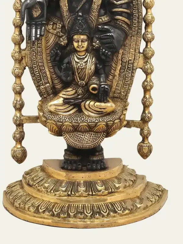 34" Large Shri Tirupati Balaji (Venkateshwara) with Devi Lakshmi Black and Gold Coloured Brass Statue, Ishwar Arts and Crafts